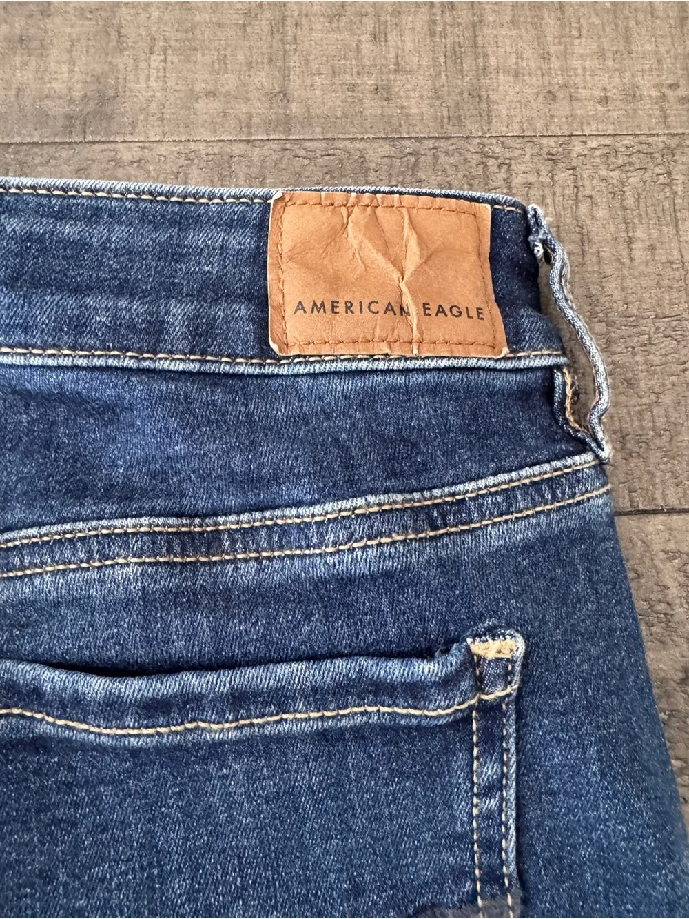 American Eagle Outfitters Distressed Dark Blue Skinny Jeans